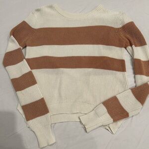Lovers + Friends Cream and Brown Striped Sweater